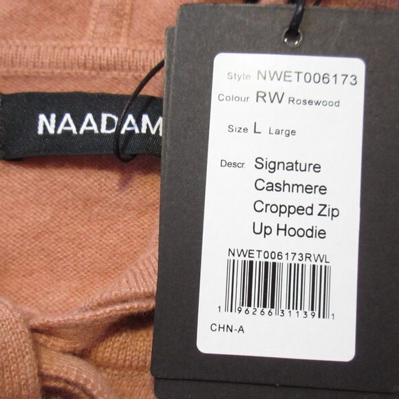 NWT Naadam Signature Cashmere Cropped Zip Up Hoodie in Rosewood Sweater L - Picture 2 of 7